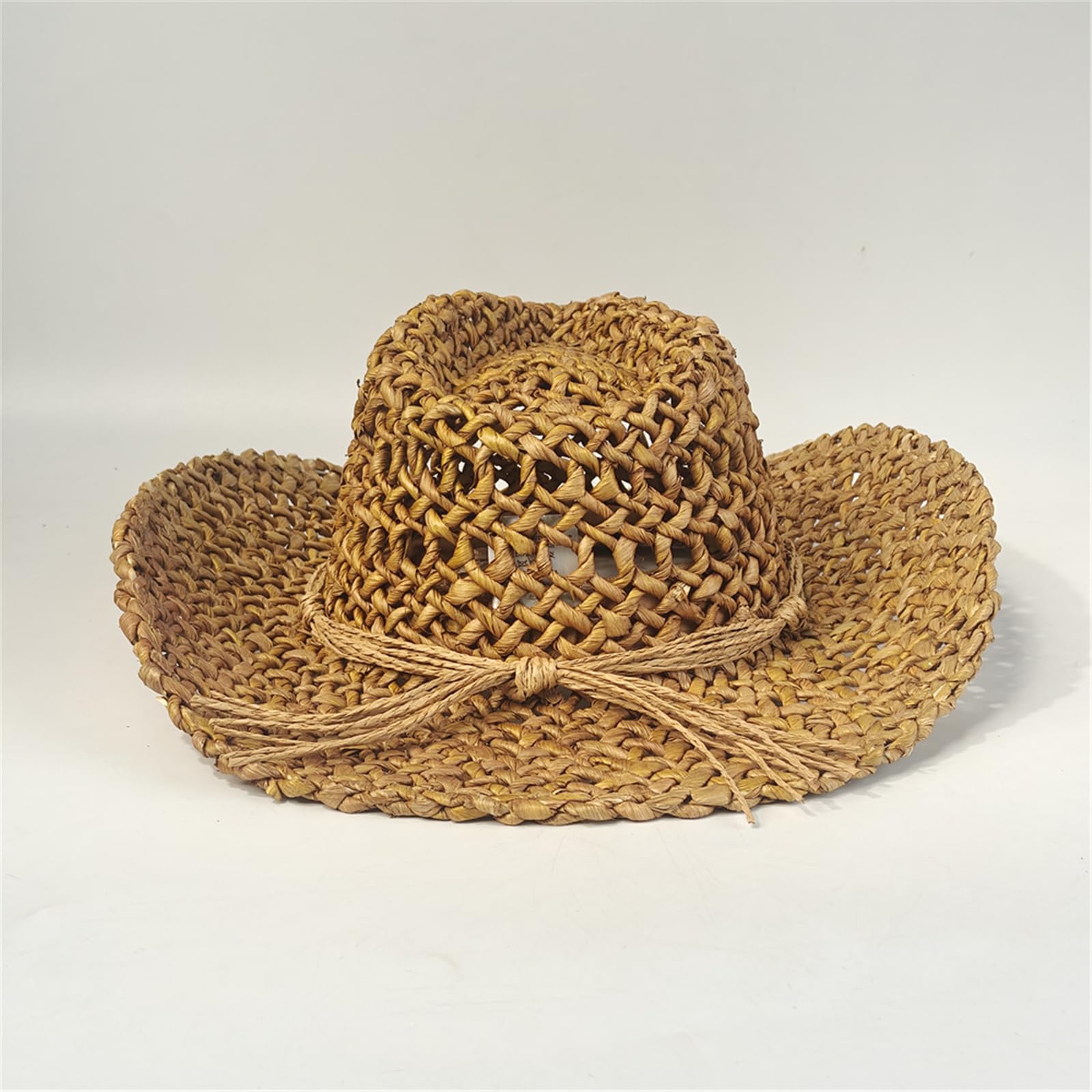 Cappello di paglia pieghevole leggero con design traforato regolabile per le donne spiaggia giardinaggio pieghevole leggero cappello di paglia con design traforato