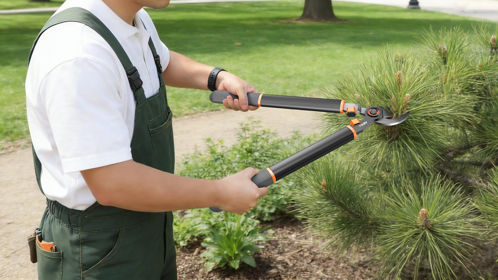AIRAJ 52cm Hochleistungs-Astschere | bis 60mm maximaler Schneiddurchmesser | Bypass-Astschere | Mit stoßdämpfendem Griff | Scharfe SK5-Klingen | Dicke, harte Äste lassen sich leicht schneiden
