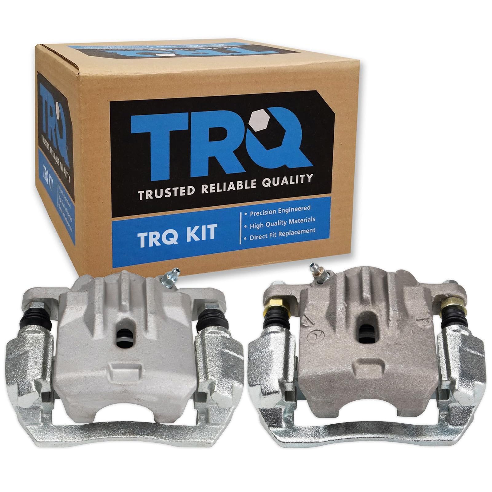 TRQ Rear Driver and Passenger Side Brake Caliper Set Caliper Brackets