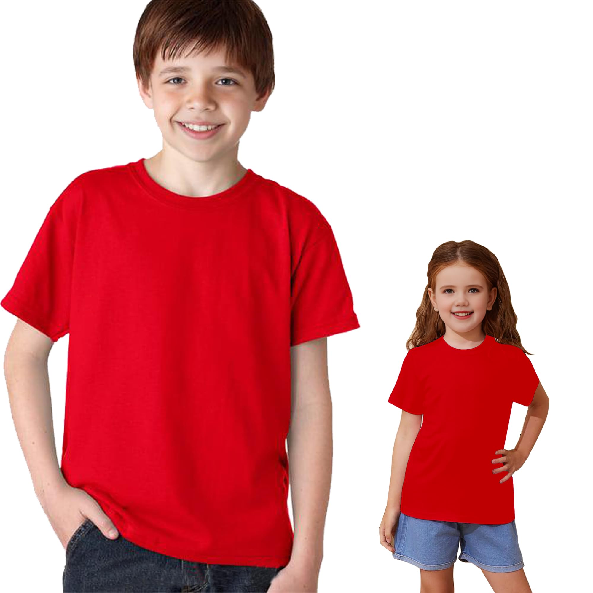Vida Sol Camiseta Infantil 100% Algodón, 1 y 2 Unidades, Unisex, Manga Corta, Cuello Redondo, Suave y Transpirable, Diseño Básico y Cómodo, Ideal para Uso Diario, Tallas 1-15 Años, Colores Variados — view 10