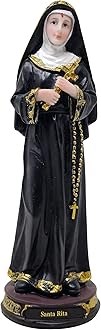 Saint Rita Statue | Multiple Sizes | Durable Resin | Authentic Black Gown | Ideal for Church, Home Decor, Gifts | Spanish Name Engraved
