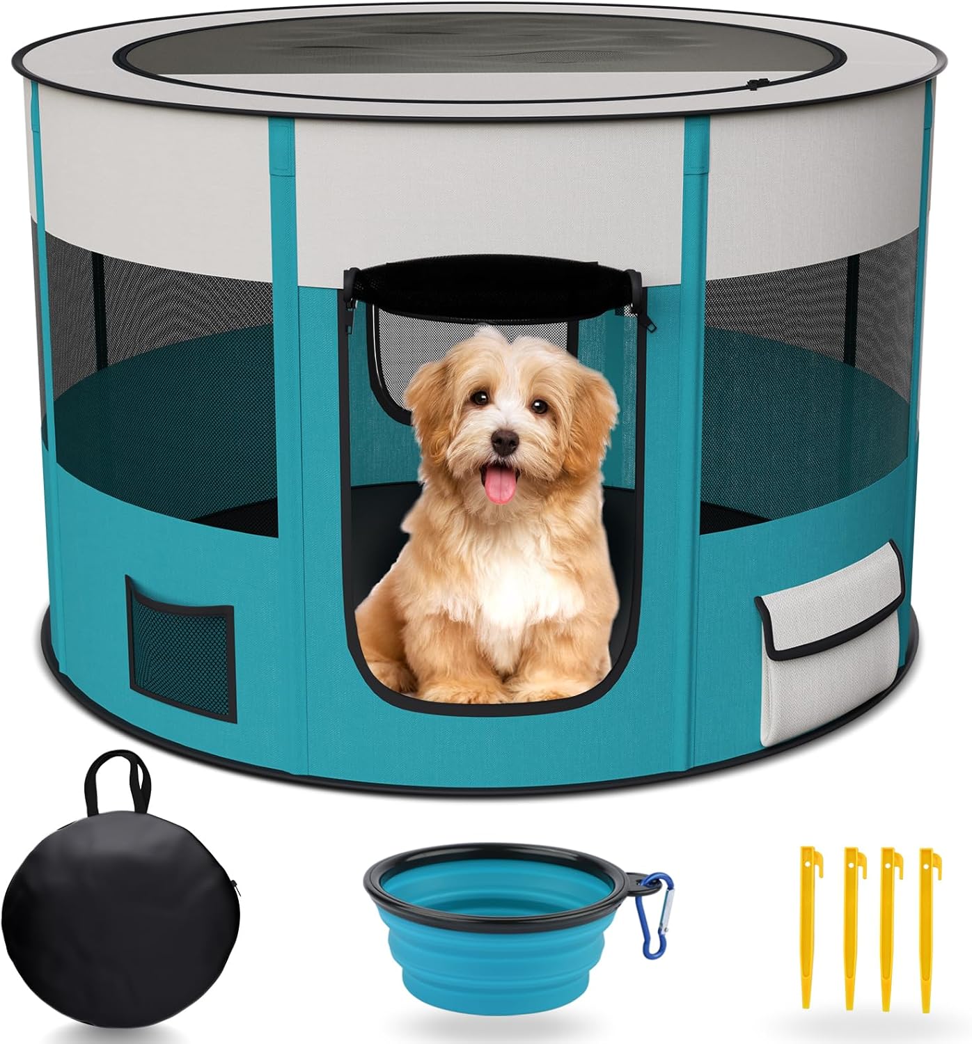 Portable Puppy Playpen, Pop Up Dog Playpen, Foldable Pet
