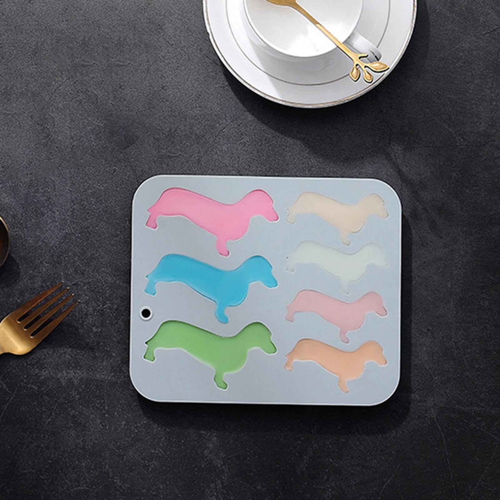Stampo Per Cubetti Di Ghiaccio In Silicone A Forma Di Bassotto – Creativo E Divertente, Arancione, Dimensioni 22x16x1,8 Cm, Flessibile, Senza BPA, Lavabile In Lavastoviglie, Per Bevande E Dolci