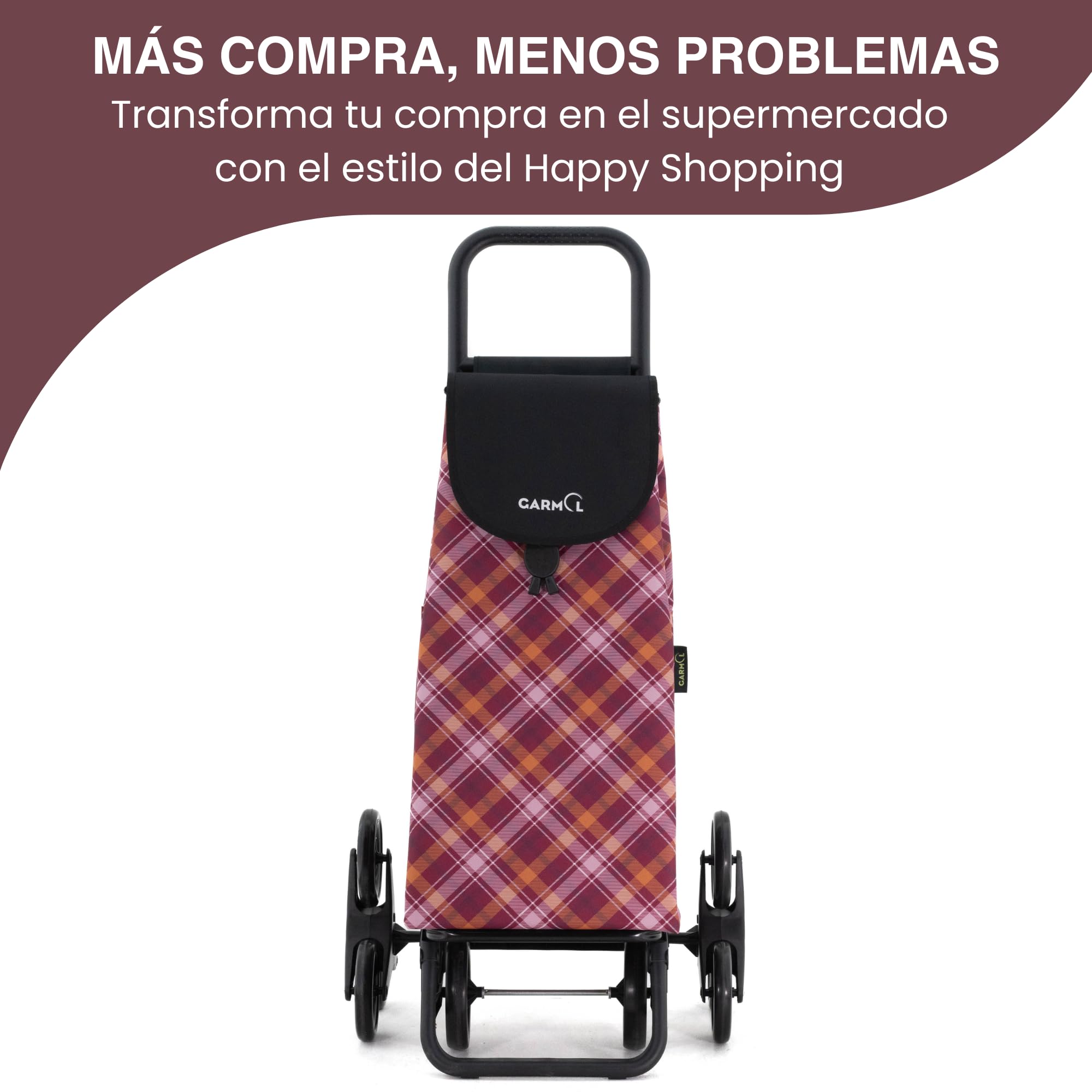 GARMOL Carro de la Compra Plegable 55 litros | Carro de la Compra 8 Ruedas Sube Escaleras de Gran Capacidad | Carrito Compra Plegable Color Granate