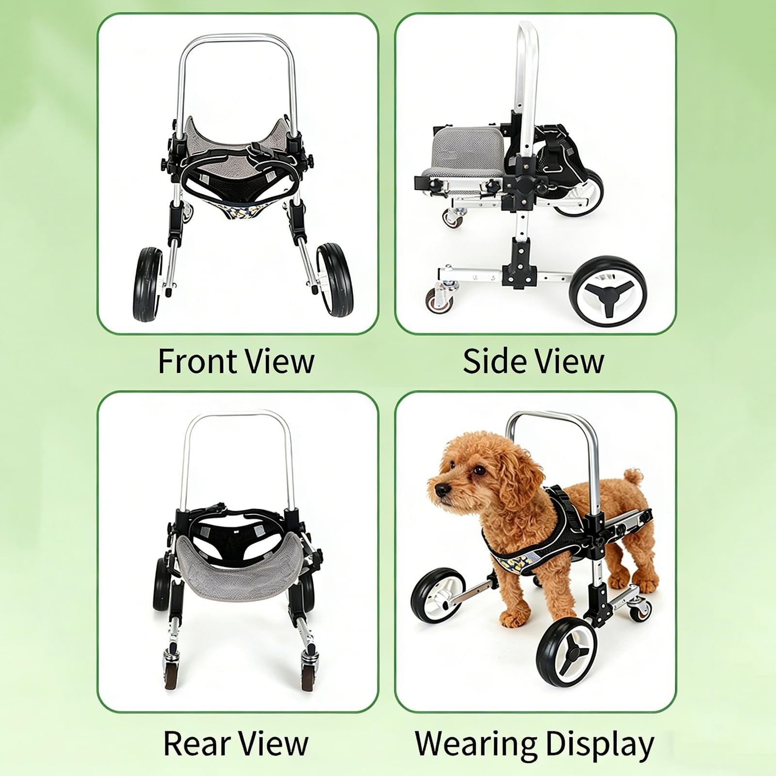 Carrellino Leggero Per La Mobilità Degli Animali – Carrozzina Regolabile A 4 Ruote Per Cani (Zampe Anteriori E Posteriori) – Ideale Per Cani E Gatti Disabili, Invalidi O Infortunati(S)