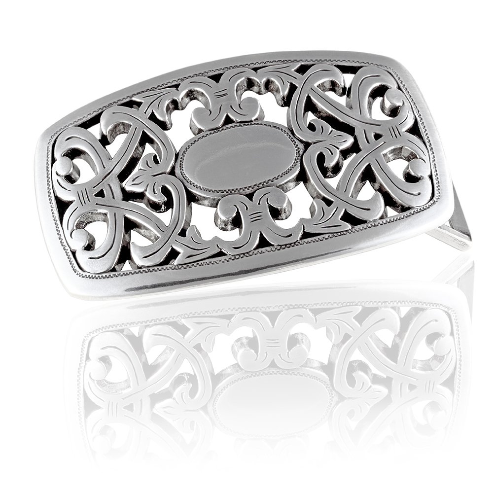 Gürtelschnalle Buckle 40mm Metall Silber Geschwärzt - Buckle Avignon - Dornschliesse Für Gürtel Mit 4cm Breite - Silberfarben Geschwärzt