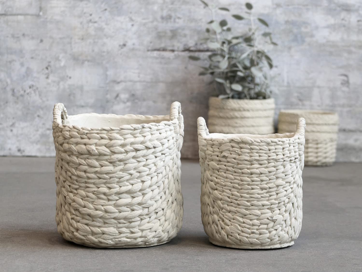 Chic Antique Corte - Macetero de cemento (22 x 18,5 cm), color blanco