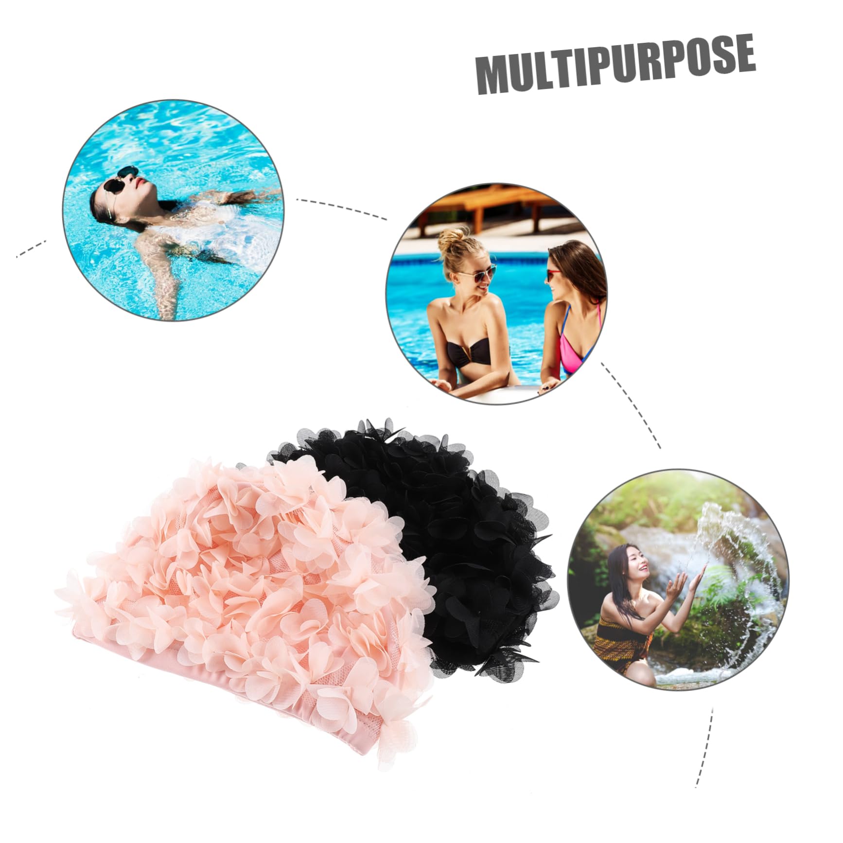 Abaodam 2pièces Bonnet De Bain pour Femme avec Bonnet De Piscine pour Cheveux Longs Épais Ou Bouclés Facile à Enfiler Retirer