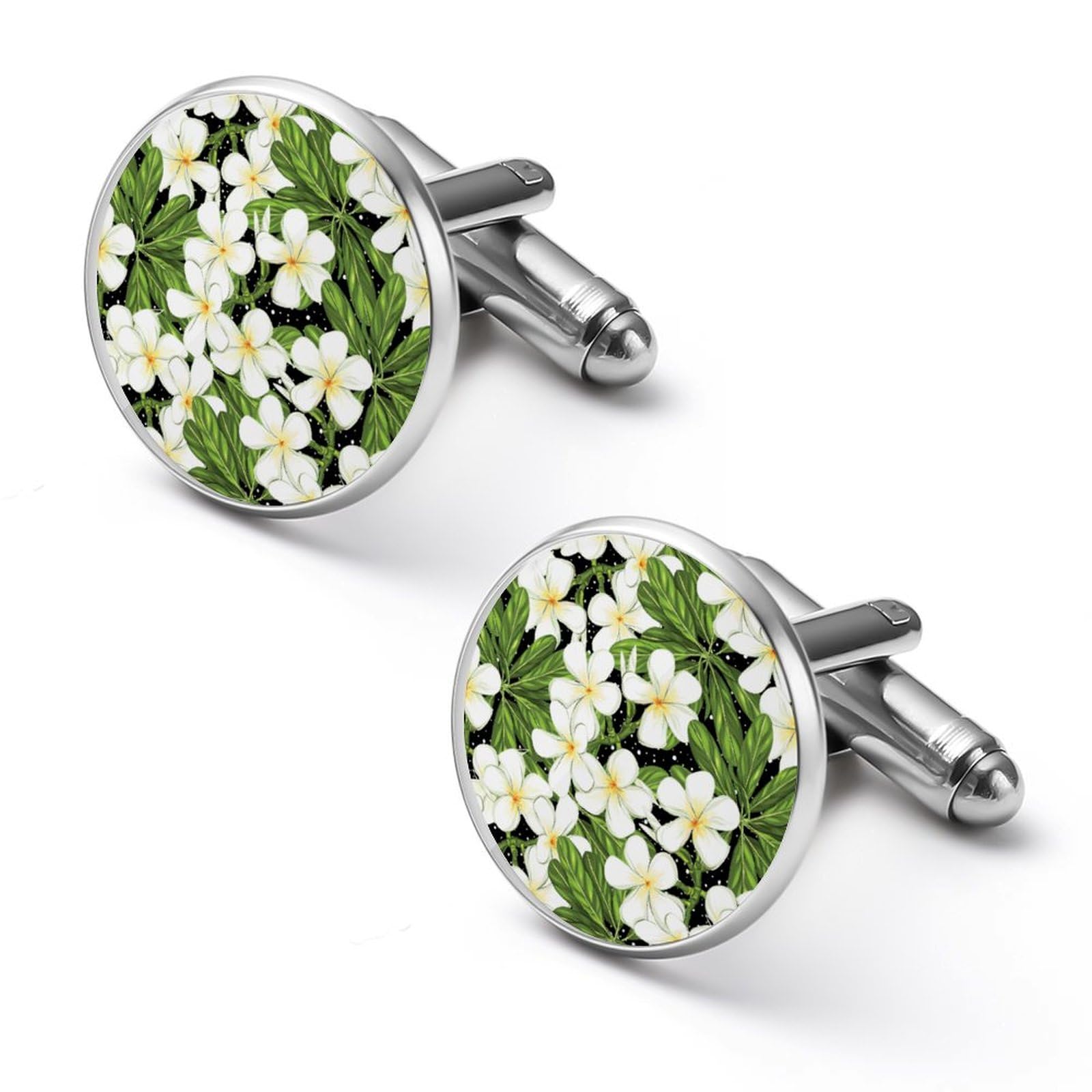 Amazon.co.jp: プルメリア 花 花柄 カフス メンズ 2個セット カフス