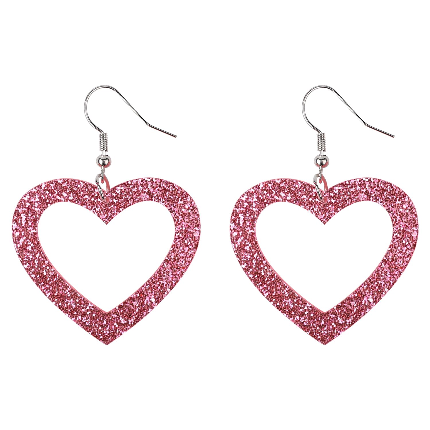 Amaxiu Boucles D'Oreilles Pendantes En Forme De Cœur Rose - Triple Cœur