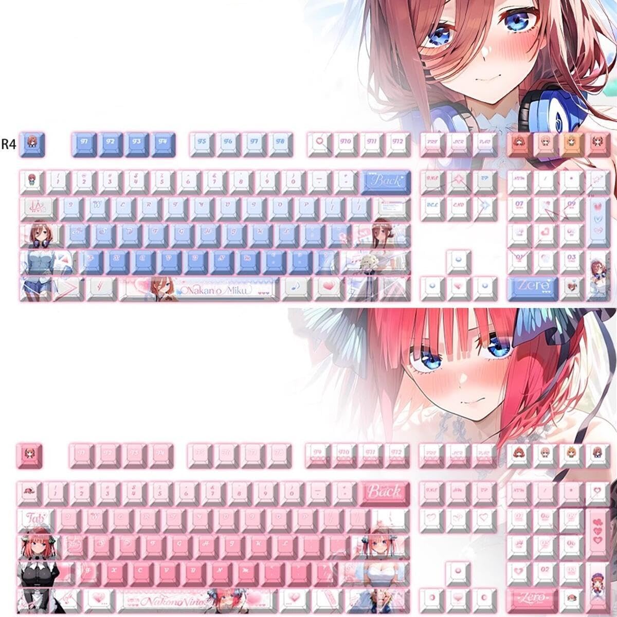五等分の花嫁 ∽ ゲーマースタイルの描き下ろしストア 11月15日より開催! 五等分の花嫁 キーキャップ 122キー セット PBT キーボード ゲーミング グッズ 二乃 三玖 五面熱昇華 青 滑り止め オシャ