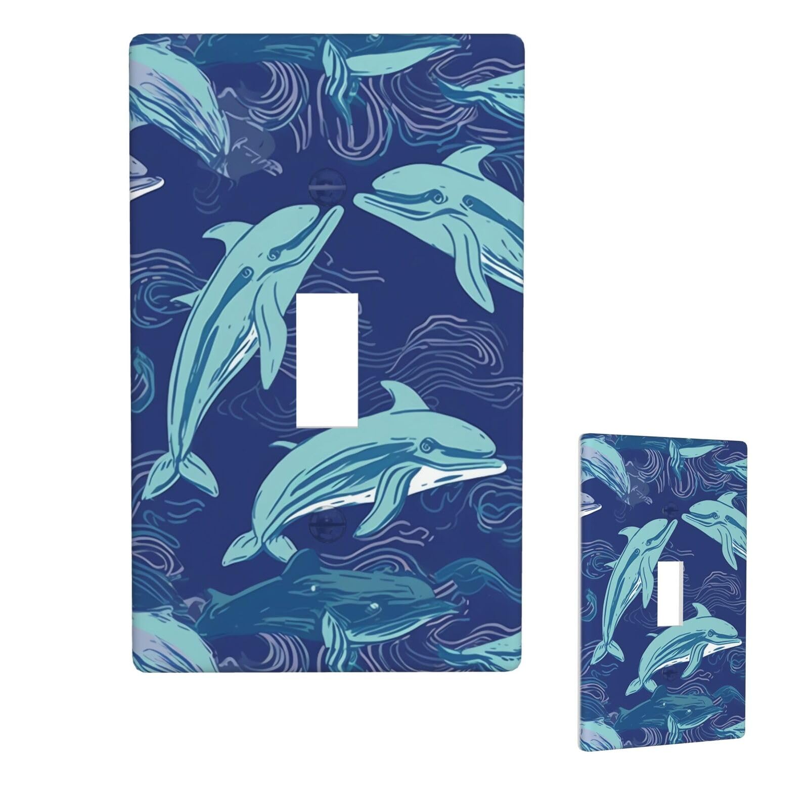 1 Gang Single Toggle Wall Plates, Unbreakable Decorative Light Switch Plate Covers Dolphin Electrical Switchplate Cover Faceplate For Bathroom Kitchen Decor