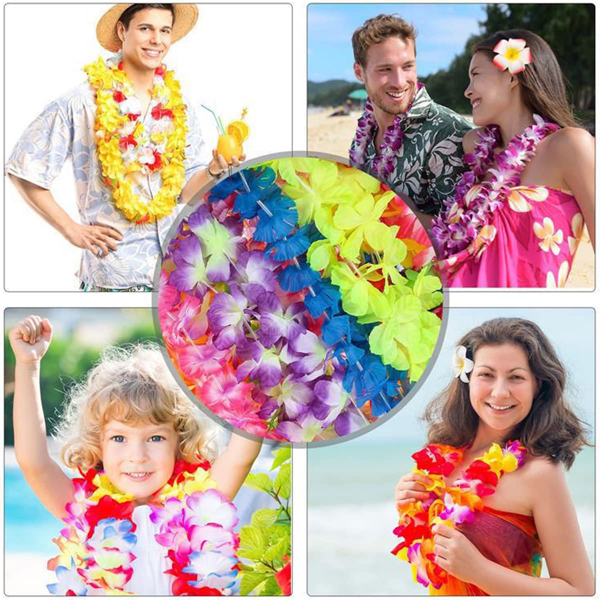 20 Colliers De Fleurs Hawaïennes - Guirlandes Colorées Pour Fêtes Luau, Anniversaire & Déco Tropicale