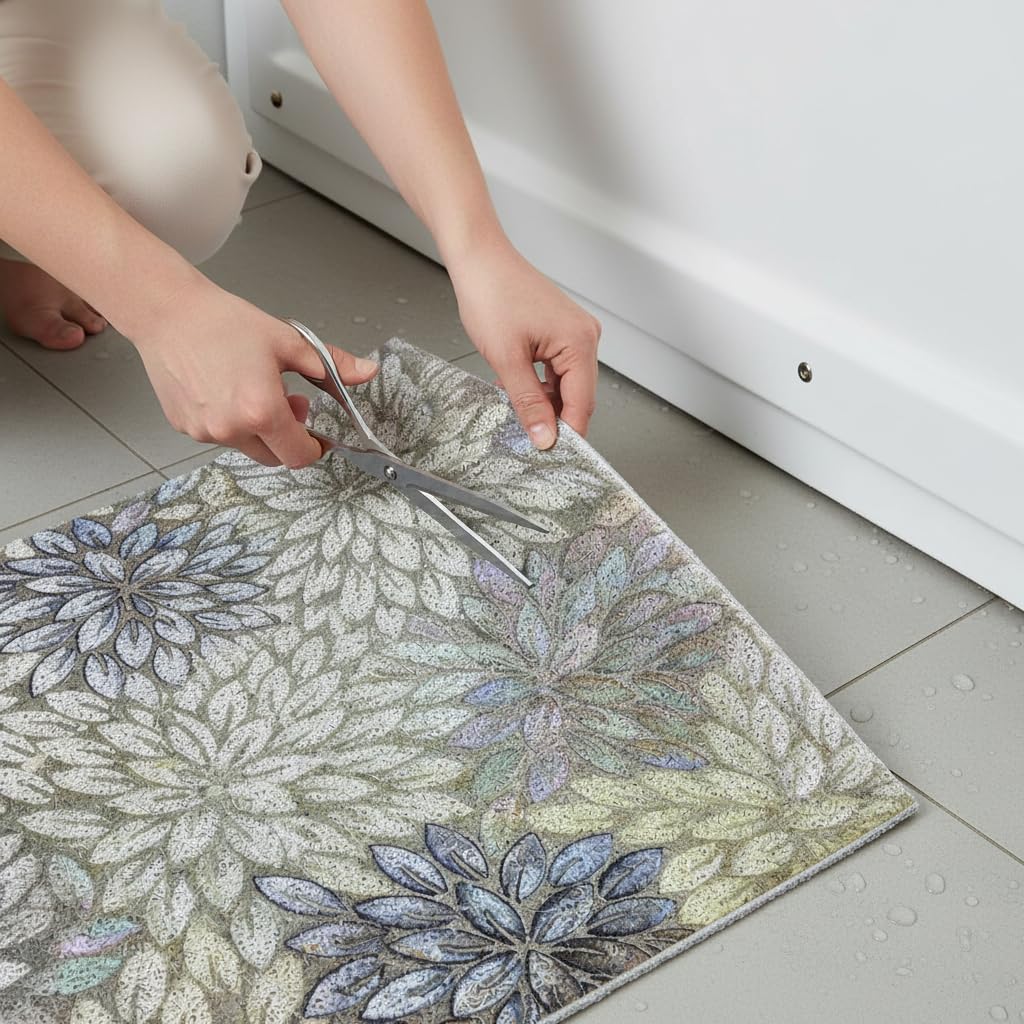 Tappetino da Bagno in PVC Antiscivolo, 80x120cm (Anello cavo) | Pellicola protettiva, Tappetino Floreale, Decorazione interna, Per appassionati di fiori