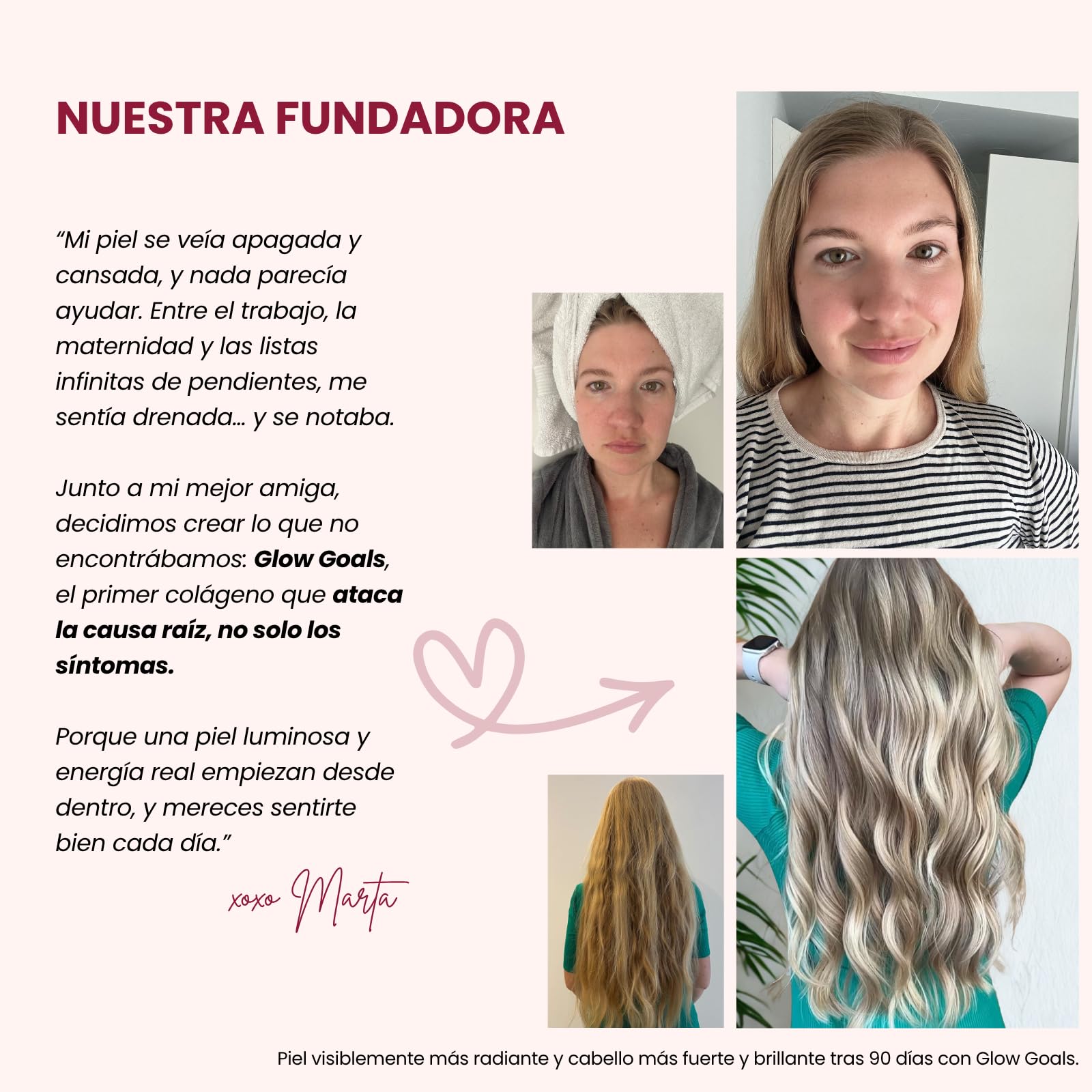 Glow Goals Colágeno Hidrolizado en Sobres [30 unidades] - Colágeno Marino Tipo 1 con Vitamina C, Zinc, Ácido Hialurónico e Inulina - Sabor neutro y de fácil disolución