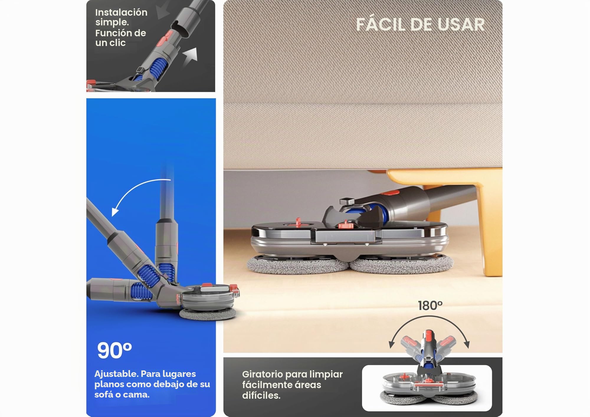 Dripl - Cabezal de fregona eléctrica para Dyson V7, V8, V10, V11, V15, con depósito de Agua extraíble, 6 fregona Lavable + 1 depósito de llenado (V7/V8/V10/V11/V15)