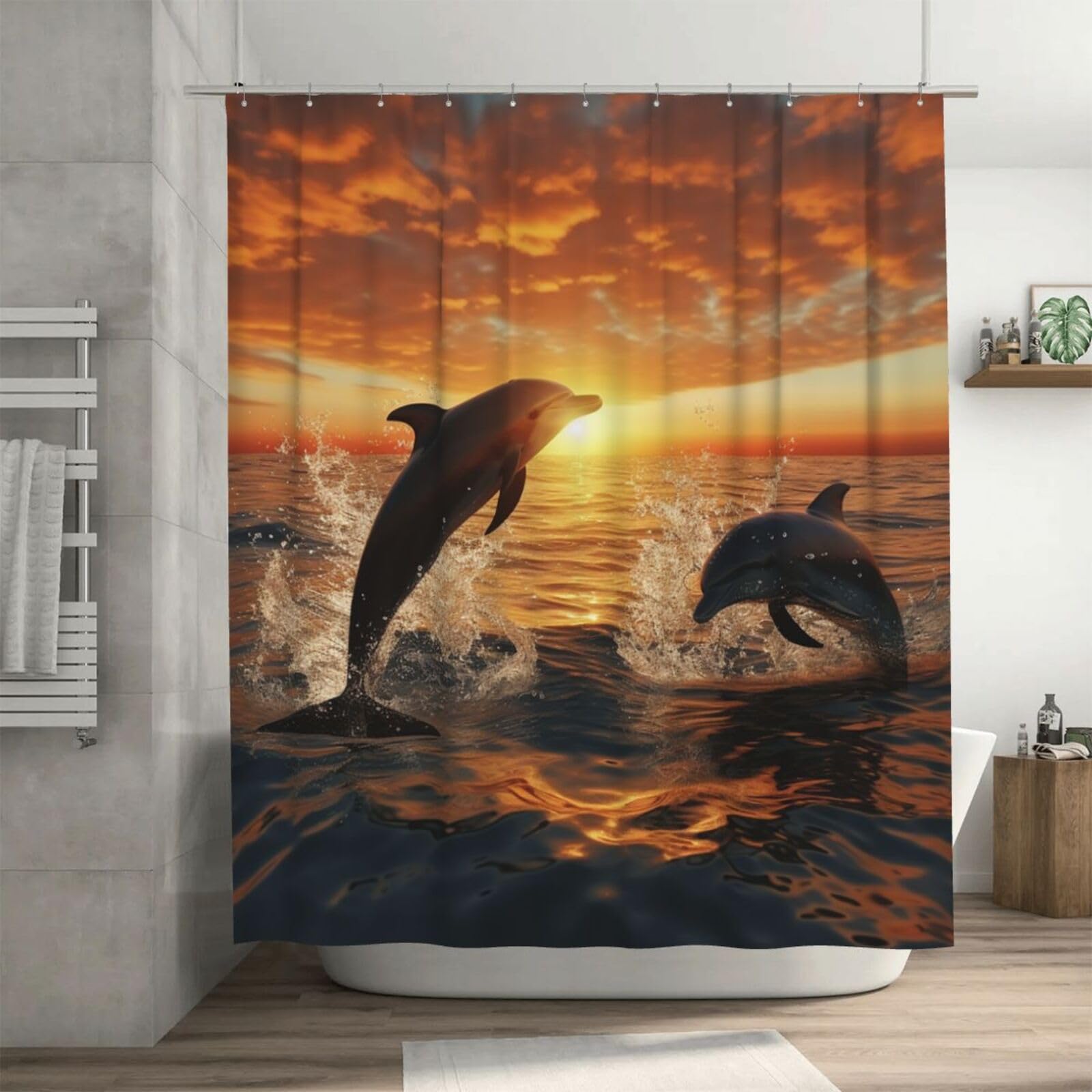 Rideau de douche épais dauphin pour créer une ambiance évasion et mer dans votre salle de bain