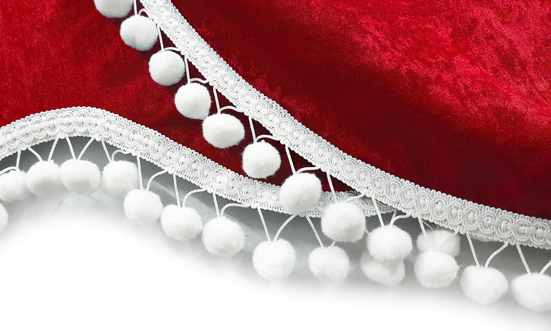 Set di 3 tende per camion, colore rosso, con pompon bianchi