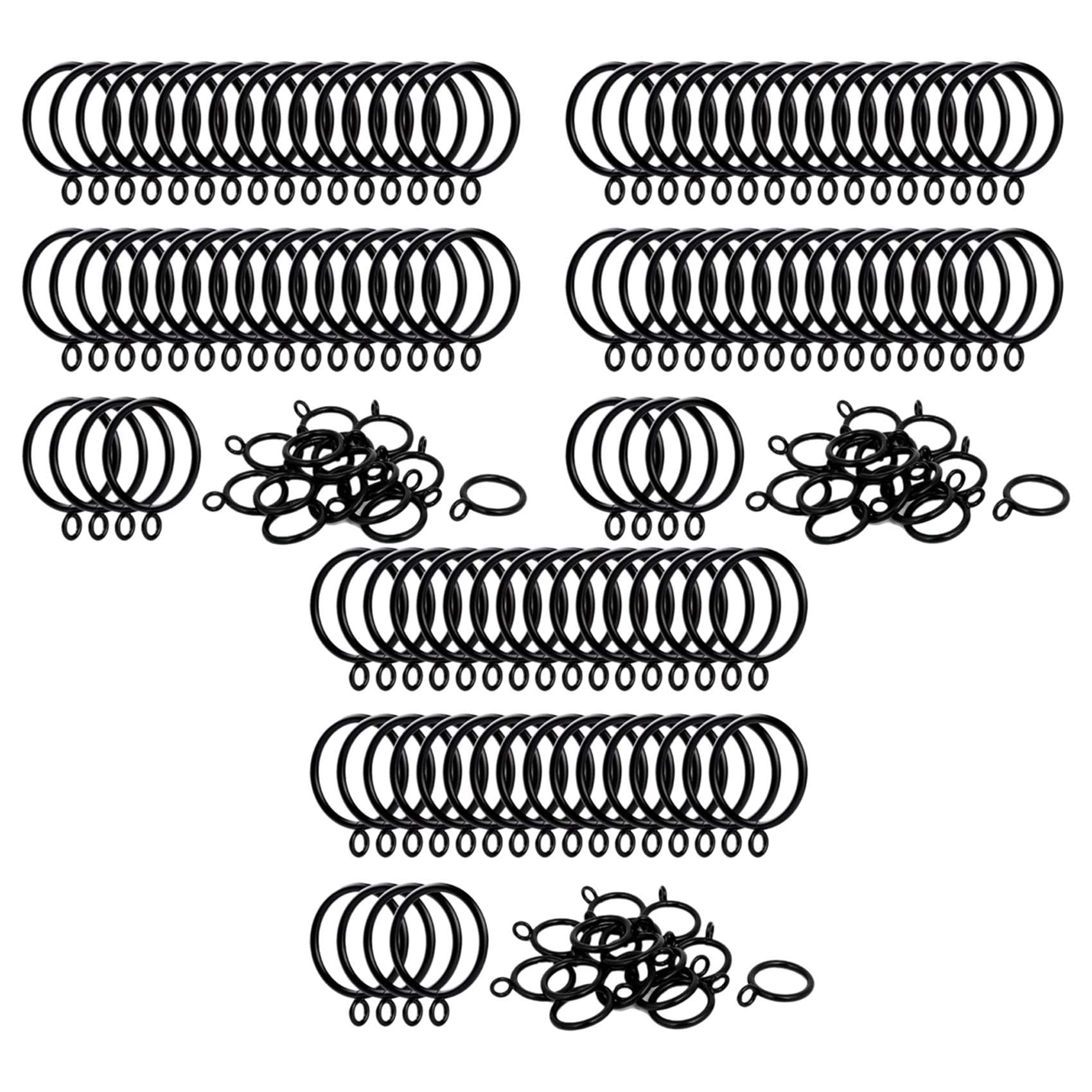 Hndhbfgrt 120 Pack 1.5 Inch (38mm) Inner Diameter Metal Curtain Rings Drapery Eyelet Curtain Rings - Black