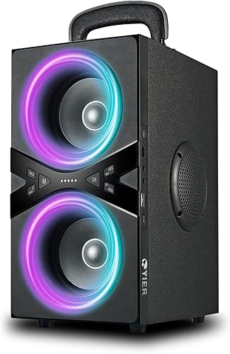 Altavoces Bluetooth, altavoz Bluetooth inalámbrico TWS portátil con luces, altavoz Bluetooth fuerte de 100 dB con subwoofer de 80 W, tecnología