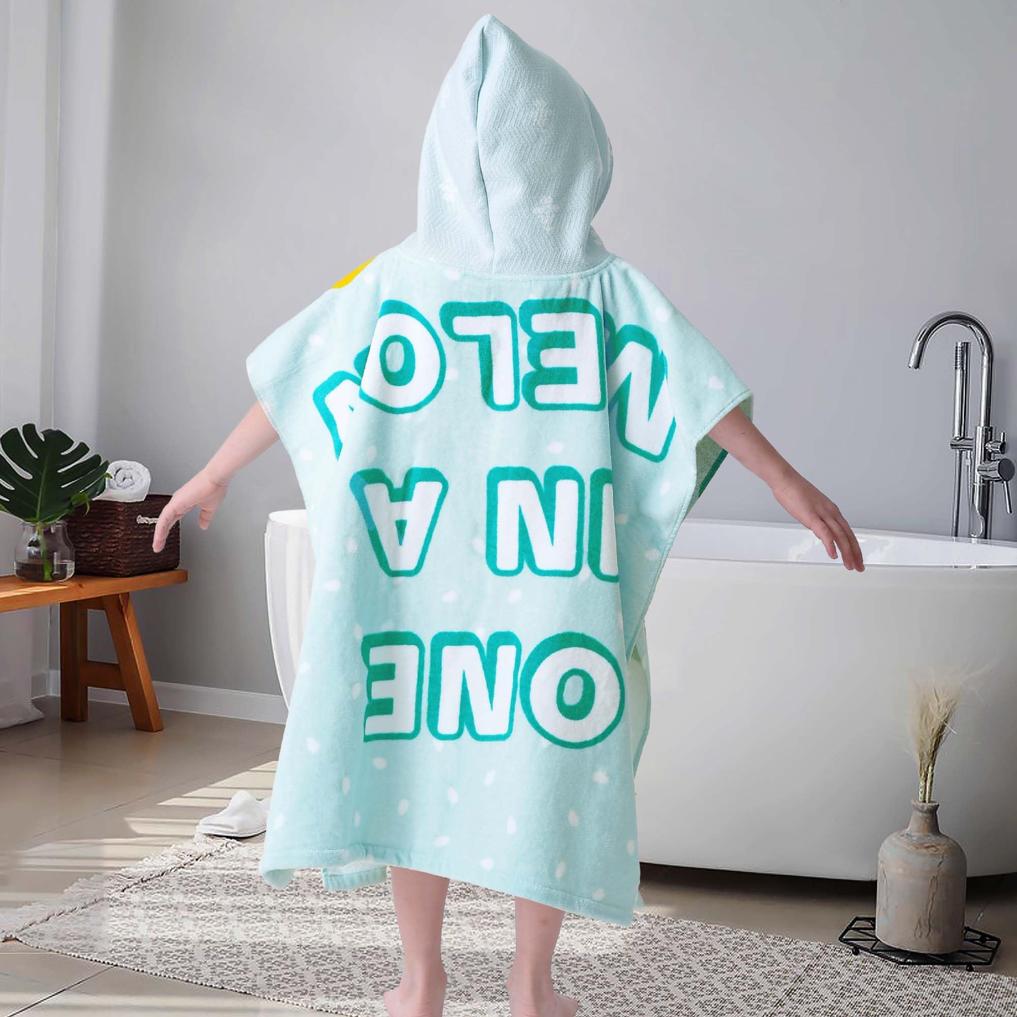 VOOVA & MOVAS Toallas de playa para niños con capucha (4-8 años) de algodón suave súper absorbentes, toalla poncho de piscina para niños y niñas, perfecto para verano, natación, regalos, sandía