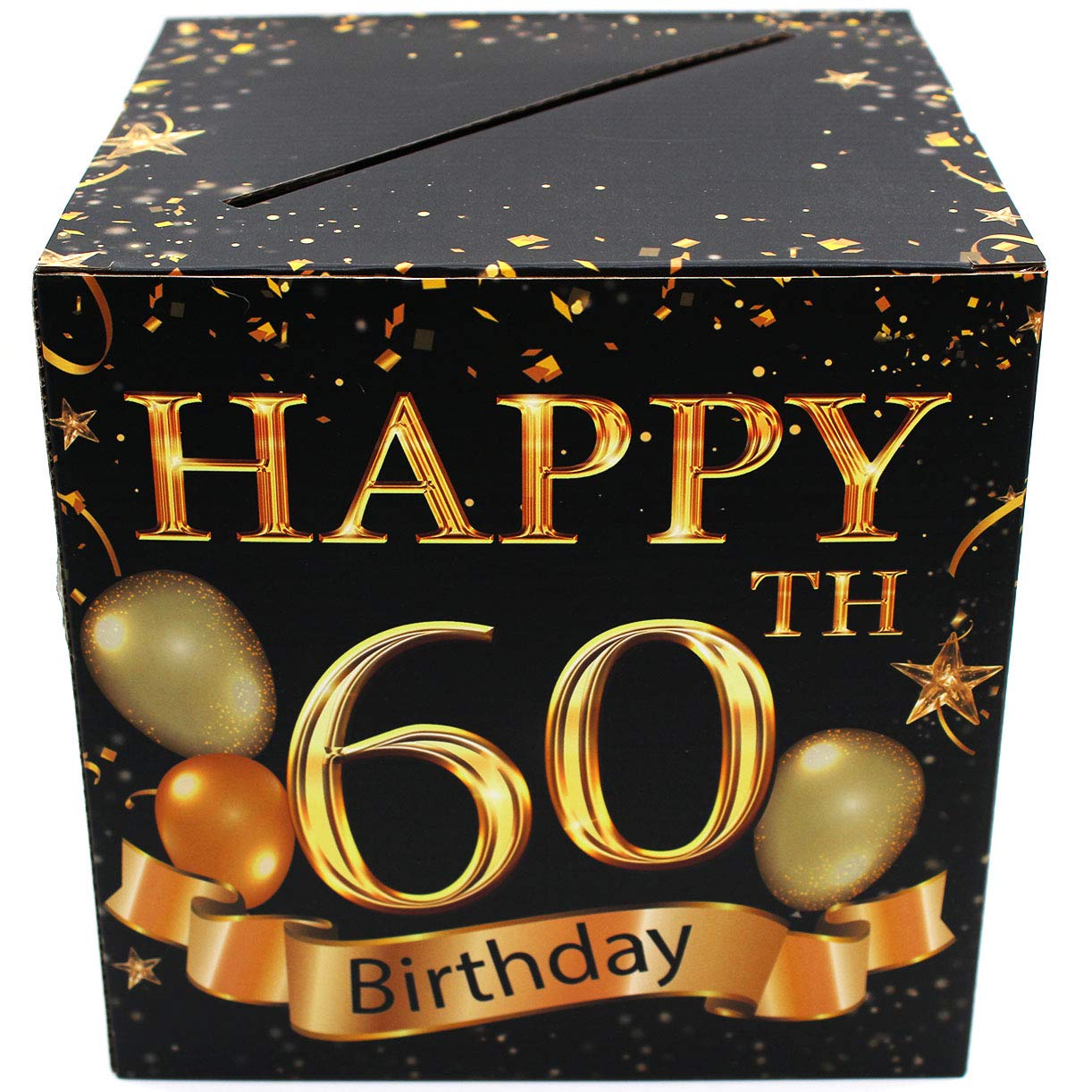 Buildinest 60th Birthday Party Decorations Box – Cheers to 60 Years, 60 Birthday Party Supplies – 1 Set(Box-60-BLK)