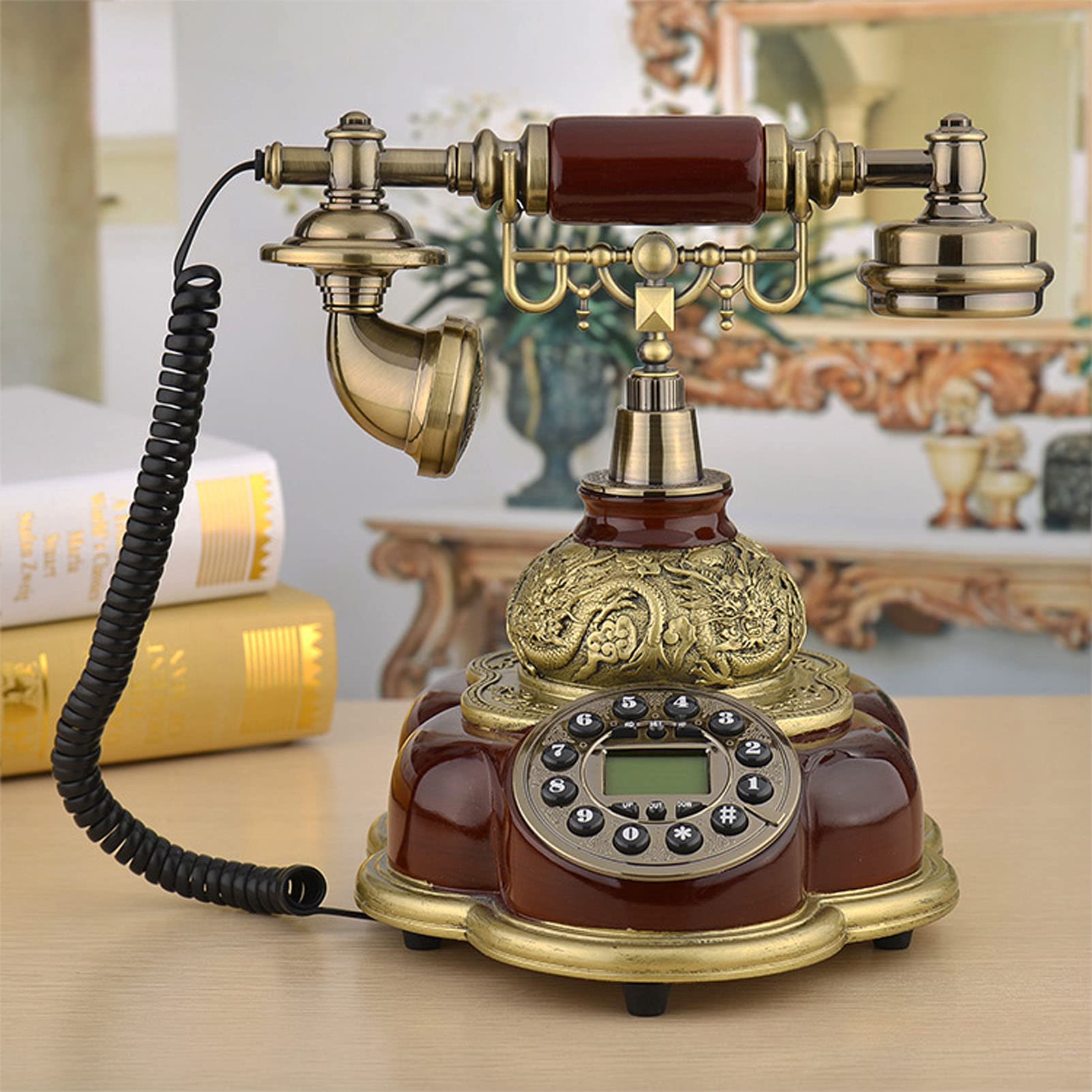 Telefono Fisso Vintage con suoneria Meccanica e Funzione Altoparlante Telefono con quadrante retrò per casa, Ufficio, Hotel