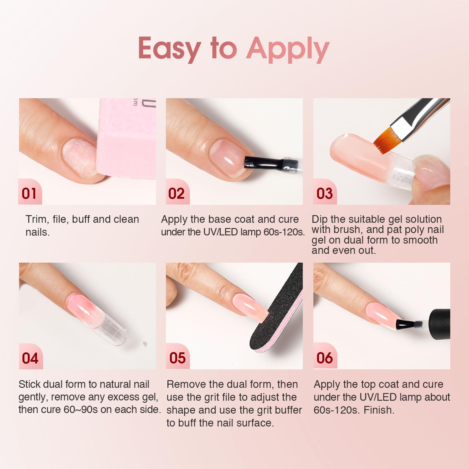 ROSALIND Uñas Poligel Kit Completo, 12pcs 10ml Gel Extensión de Uñas con UV Lámpara, Base&Top Coat, Nail Art Kit Uñas de Gel Completo para Bricolaje en Casa & Profesionales Salón