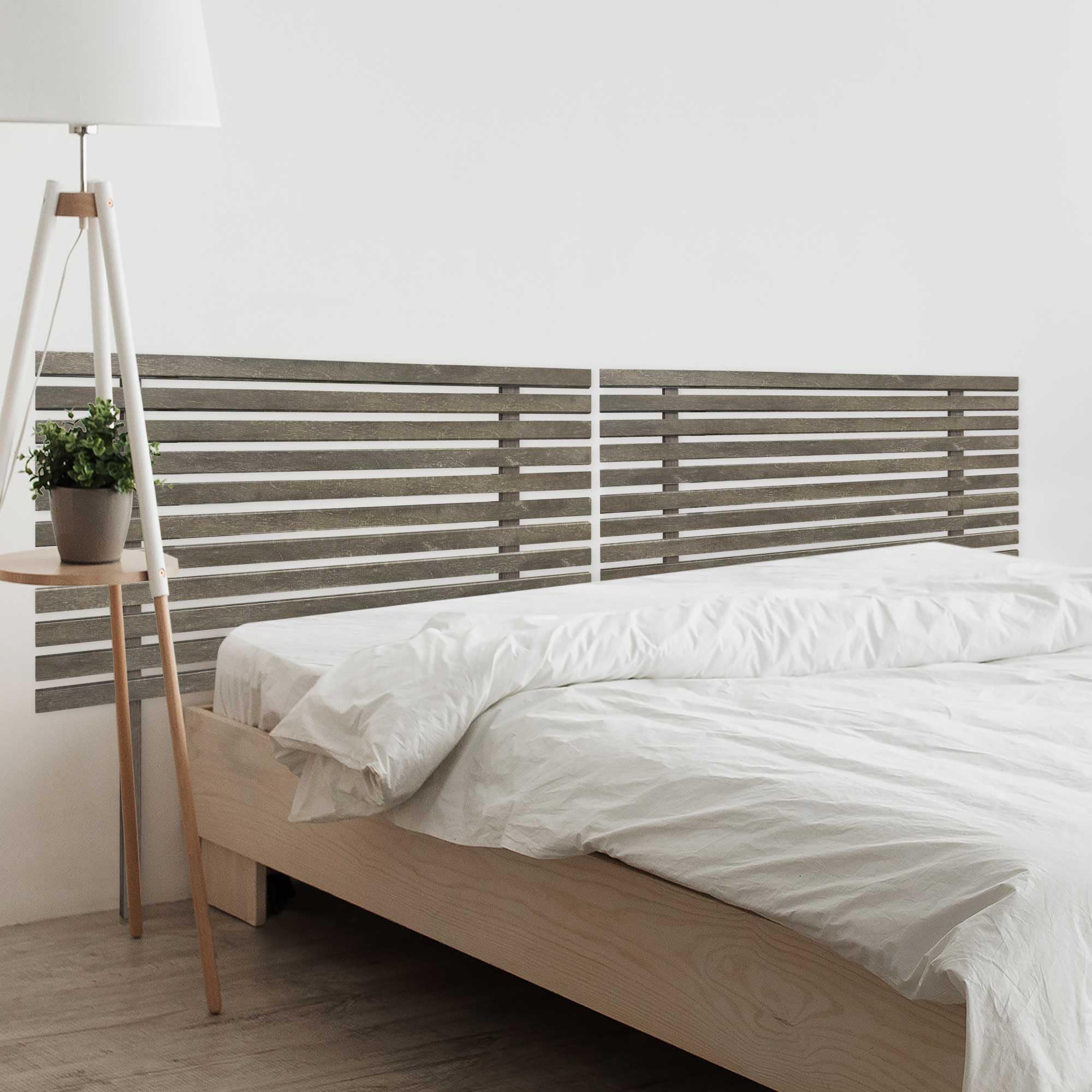 DHOME Cabecero de Madera reciclada DM con Patas Estilo Japonés Cama Palets Herrajes incluidos (180cm Dual, Roble Amazonas)