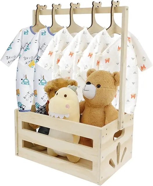 Baby Basket Gift: Wooden Baby Shower Cabinet with Handle, 41x30x20cm, Versatile Storage for Newborns
