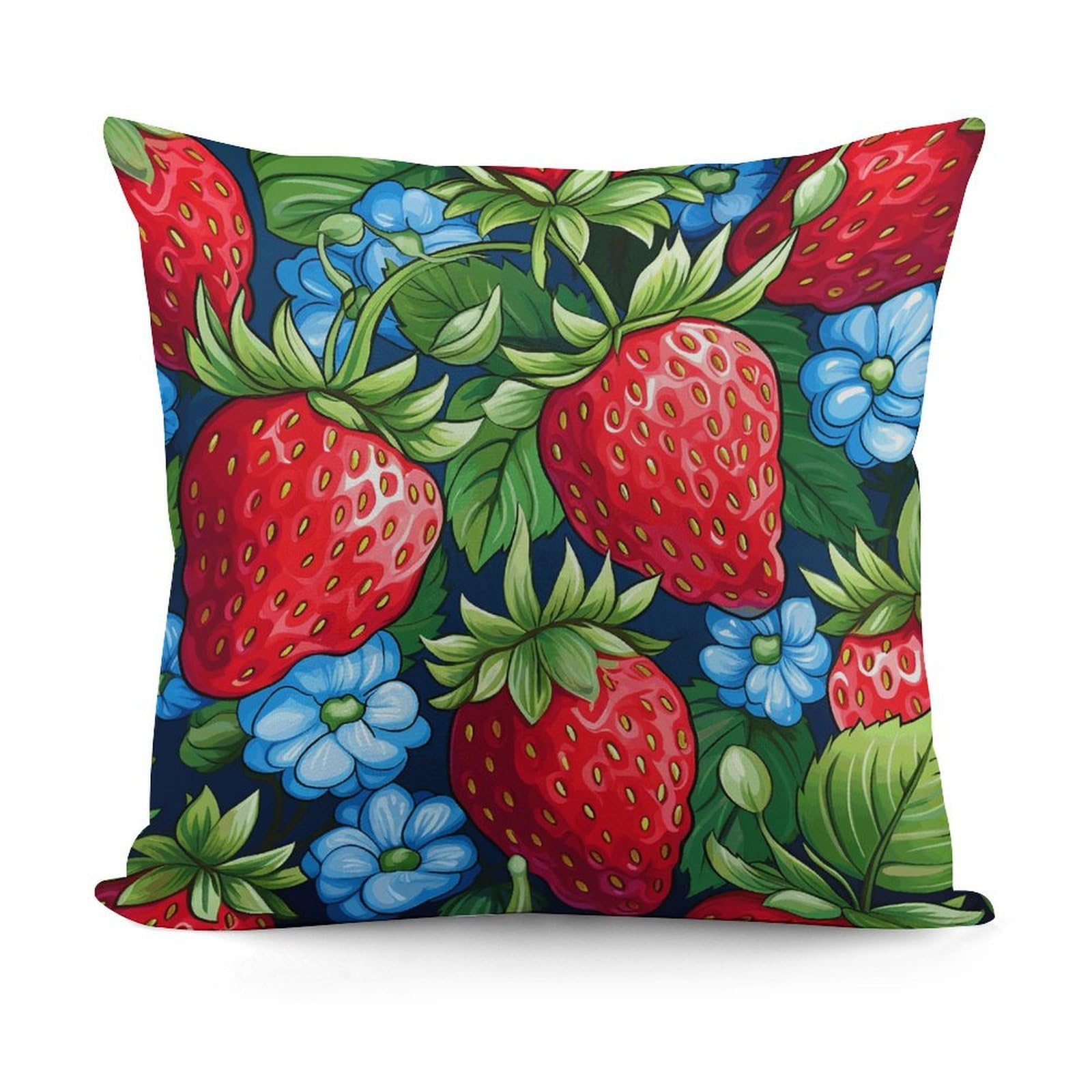 Adfgyerh Style Strawberry Pattern Decorative Pillow Covers, Throw Pillow Covers Soft For All Seasons, Pillowcases For Couch Living Room Sofa Bedroom 18X18 Inch