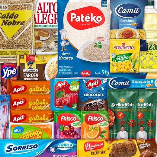 Cesta Básica Média Completa 22 Itens Com 5 Kilos de Arroz Doação Social, Natal e Igrejas