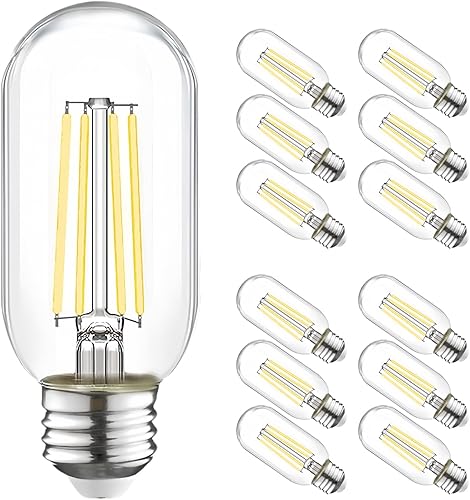 Bombilla LED regulable T45 equivalente a 60 vatios, base E26 vintage, bombillas LED Edison de 6 W, bombilla decorativa tubular transparente,