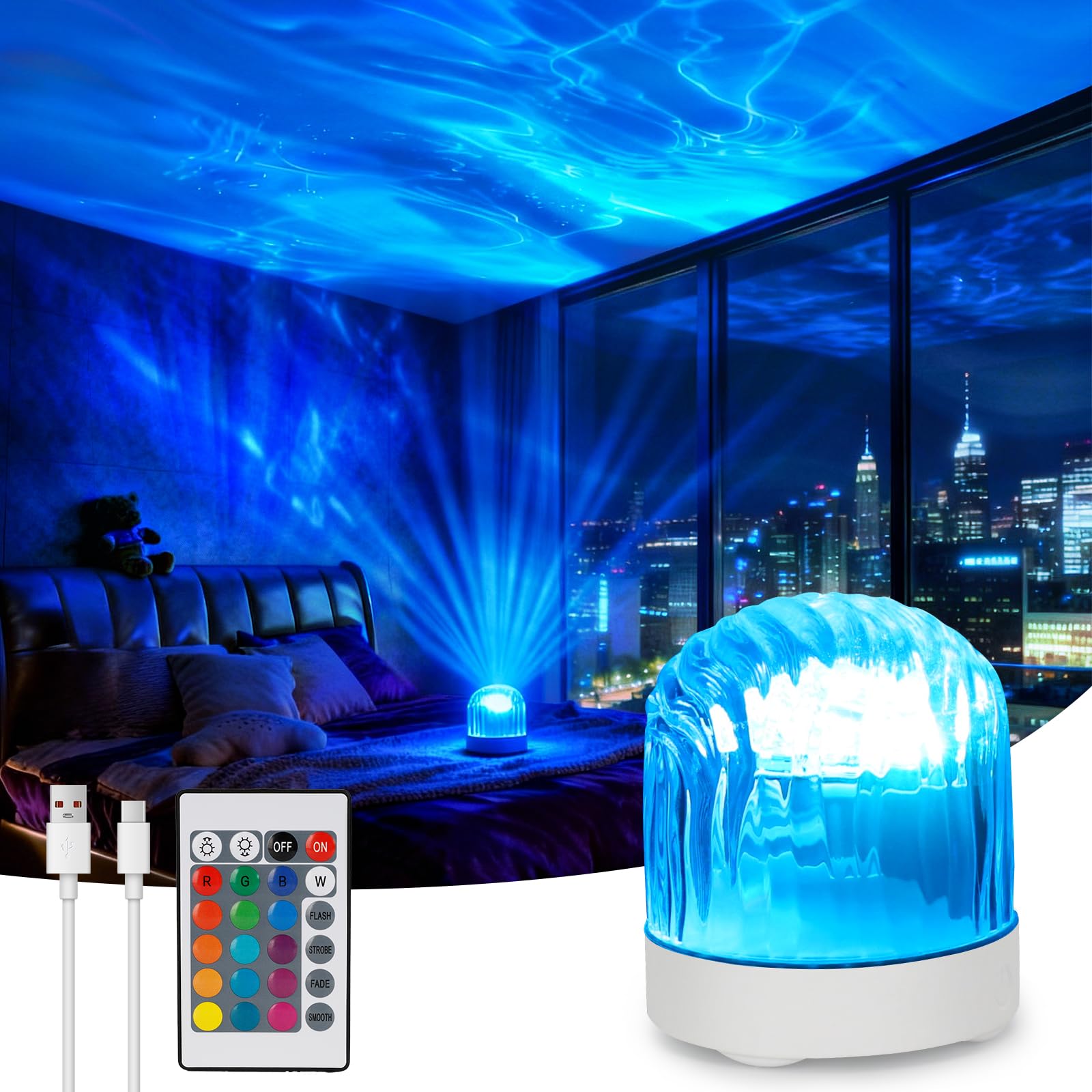 Wudyfei Northern Lights Galaxy Light Projector, 16 Colors Brightness Dimmable Sensory Lights, Rechargeable Night Light Projector With Remote Control, Mood Lighting For Bedroom Ceiling Party Game Baby Rooms