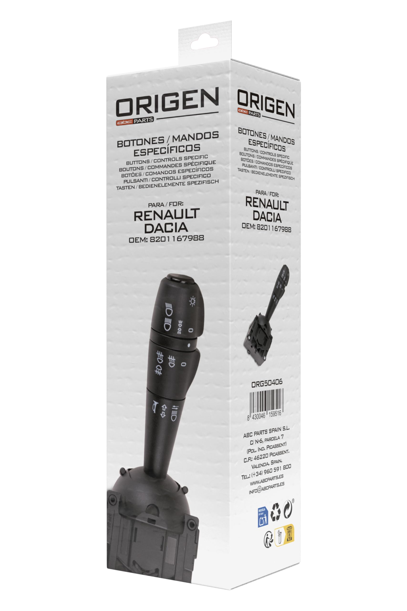 Origen Palanca de Recambio de las Luces e Intermitentes para RENAULT/DACIA nº Ref. OEM: 8201167988