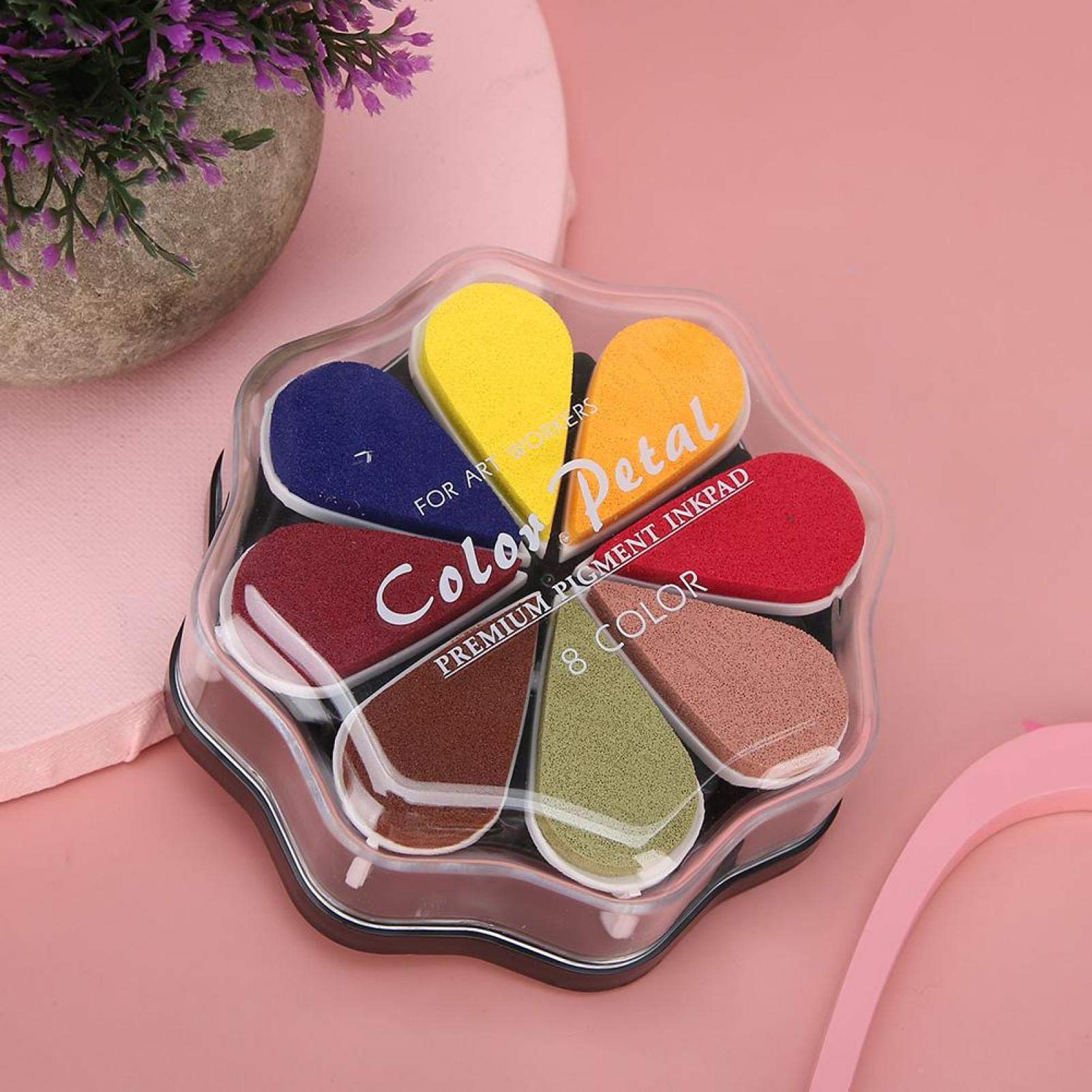 Tampon Encreur 8 Couleurs Desuibao - Forme Pétale, Lavable | Pour Cartes, Scrapbooking, Estampage