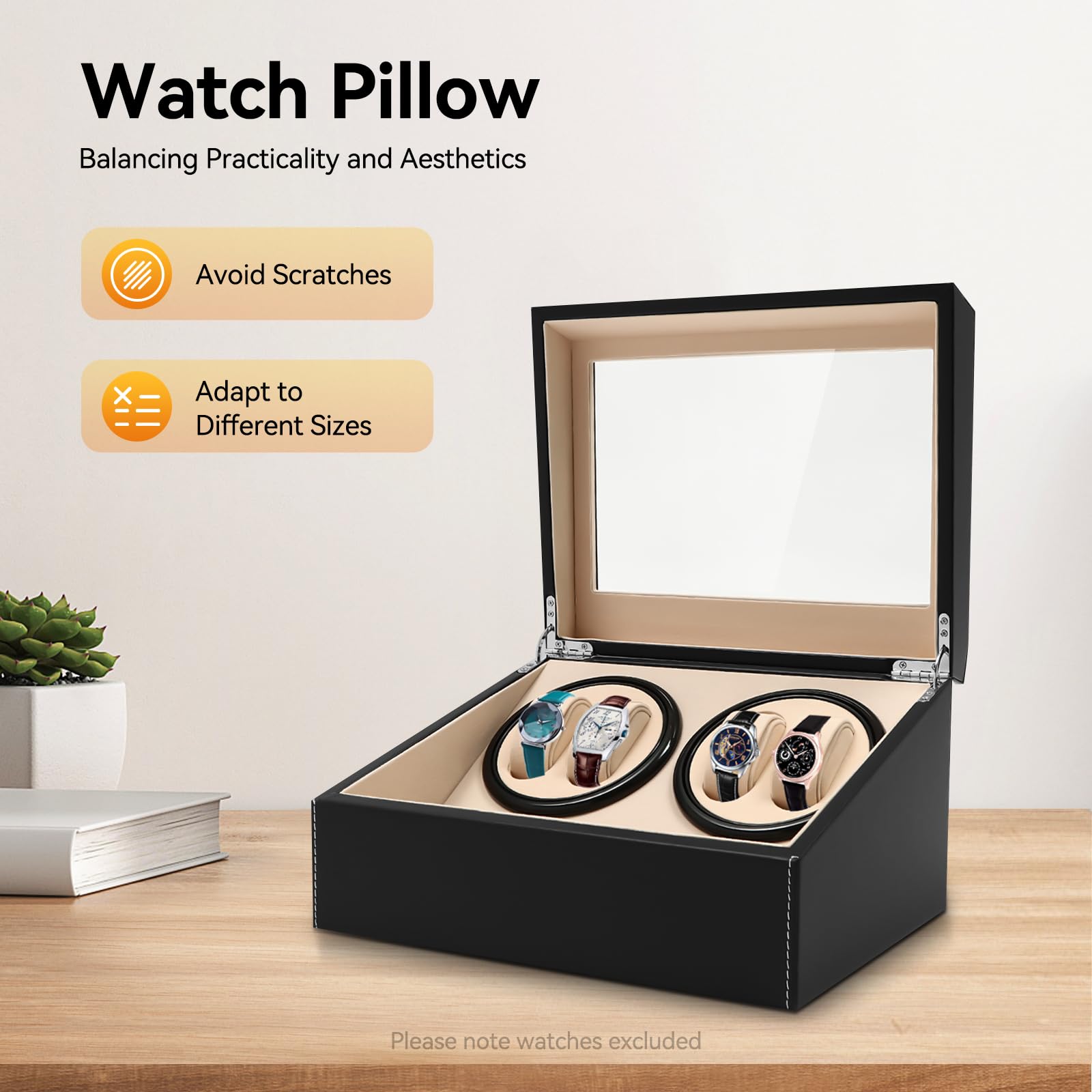 Automatische Uhrenbeweger Box Uhrenbox Uhrenkasten für 4+6 Uhren mit Sichtfenster Watchwinder Box für Automatikuhren