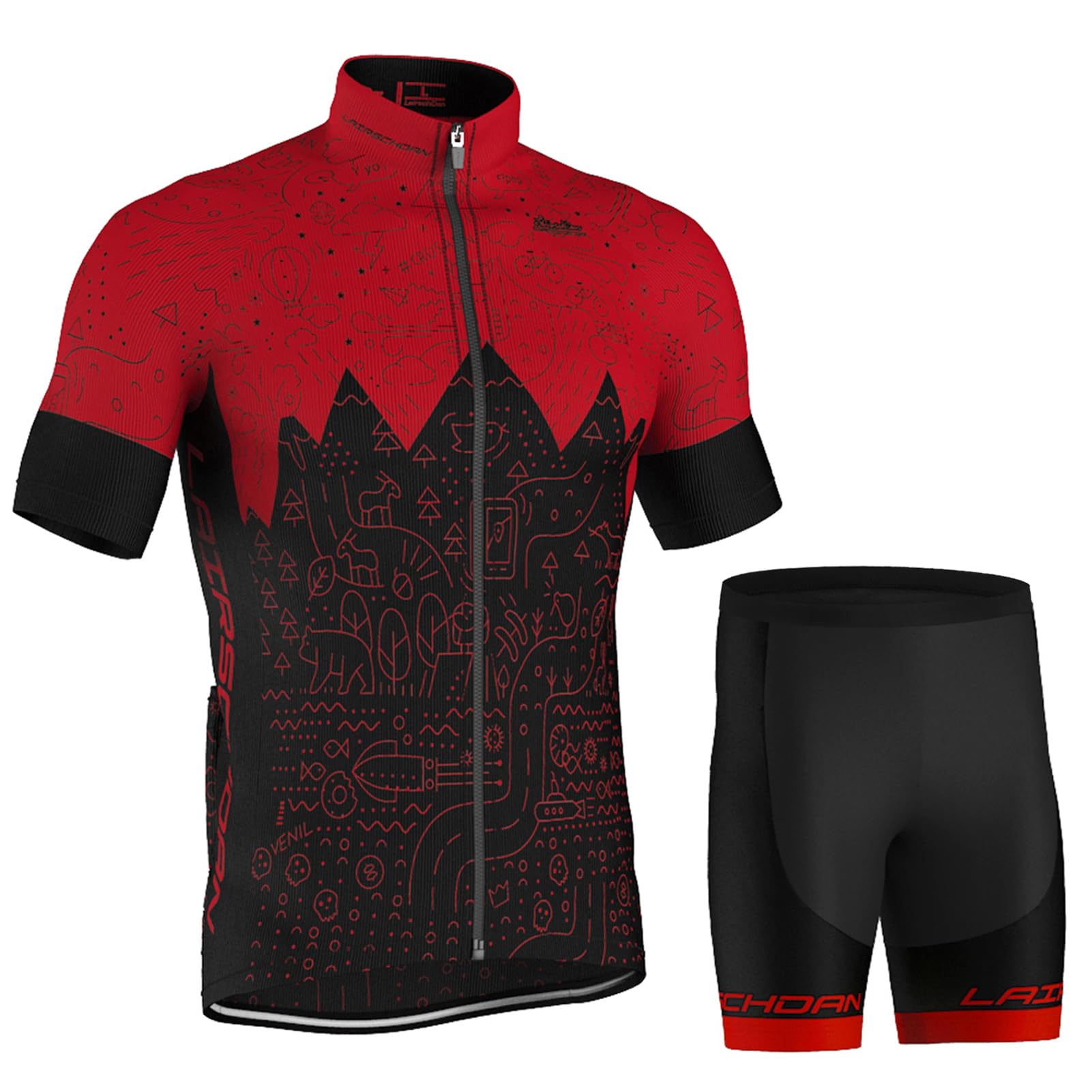 Conjunto Ciclismo Hombre Ropa Bici MTB Verano Maillot Ciclista Manga Corta,Traje Bicicleta Camiseta Ciclo y Pantalones Cortos con 9D Gel Acolchado,Completa Jerseys Transpirable Secado Rápido
