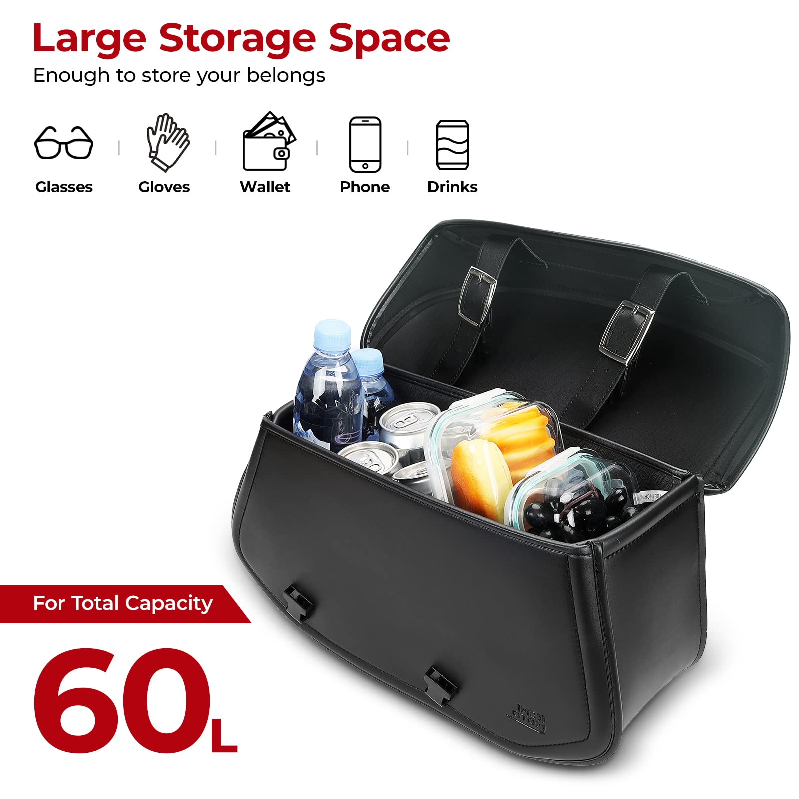 Kemimoto Synthetic Leather Motorcycle Saddlebags, Universal Motorcycle