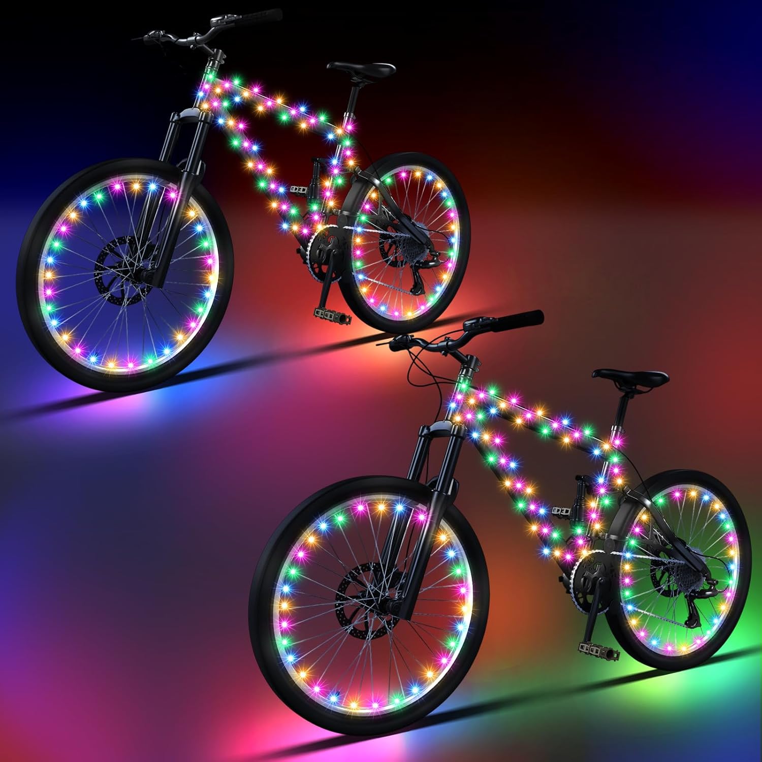 Woanger 6 luces LED para bicicleta para montar por la noche, marco de bicicleta y luces de rueda, accesorios de decoración de bicicleta a pilas,