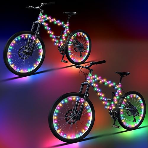 Woanger 6 luces LED para bicicleta para montar por la noche, marco de bicicleta y luces de rueda, accesorios de decoración de bicicleta a pilas,