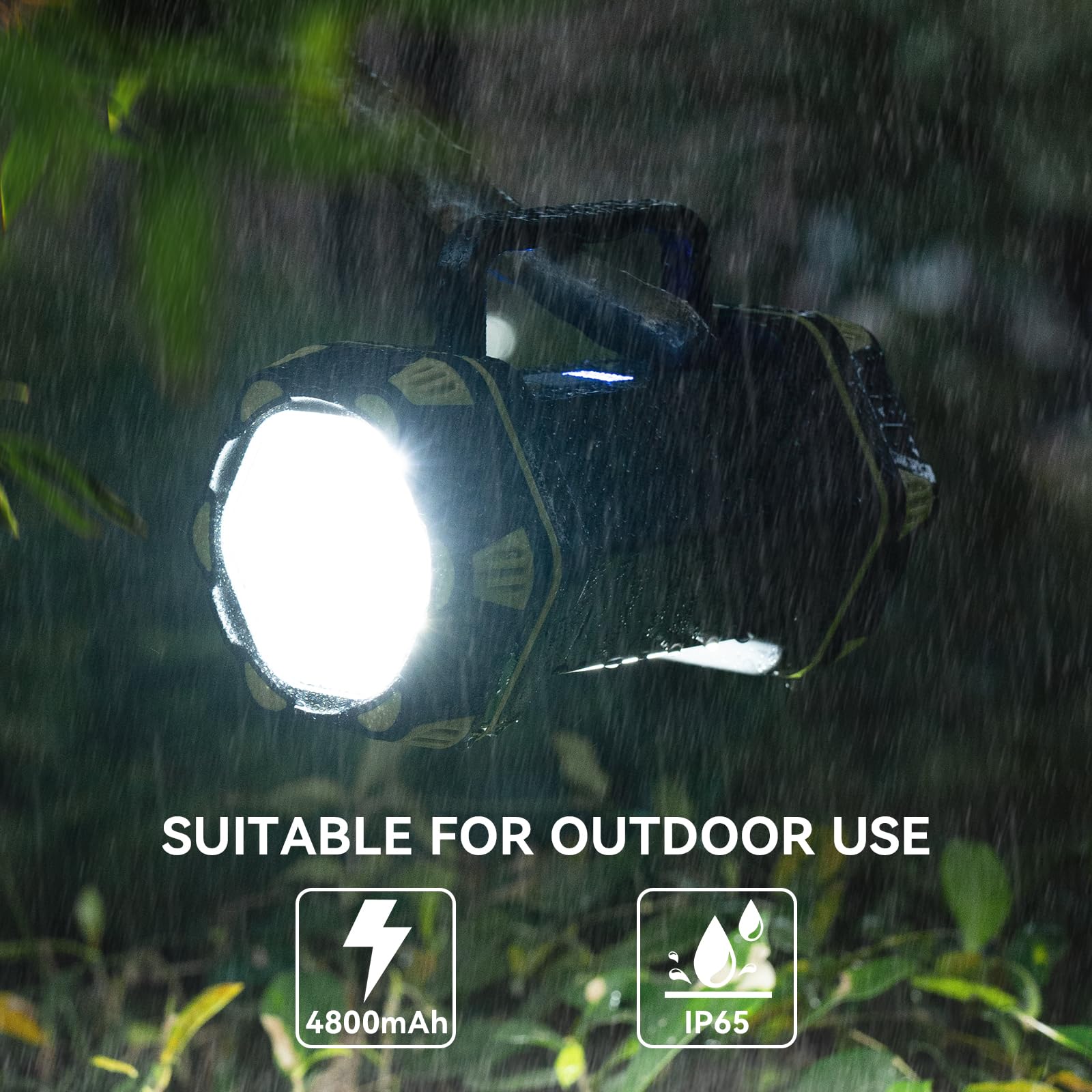 Linterna de camping recargable, paquete de 2 linternas LED de camping con 1200 lm, capacidad de 4800, luz de camping portátil, 4 + 4 modos para emergencia, senderismo, cortes de energía y pesca