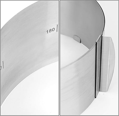 Miniatura 5 de ZEONHEI 2 anillos para moldes de pastel de 6 a 12 pulgadas, molde ajustable para pastel, círculo de acero inoxidable para mousse y molde cuadrado,