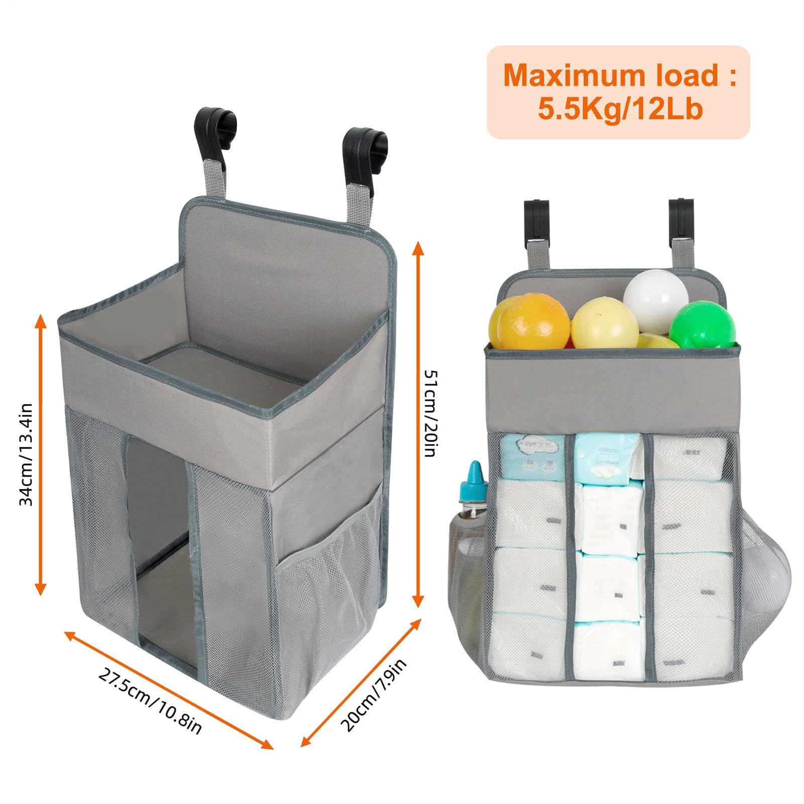 Cesta de pañales, organizador portátil de pañales, cesta de bebé que ahorra espacio, apilador de pañales colgante para guardería, hogar y viajes, ideal para padres