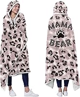 Vista 1 de Manta con capucha para mamá de leopardo ligero, regalos de Navidad para mamá de hija, hijo, esposa, regalos para esposa de esposo para Navidad