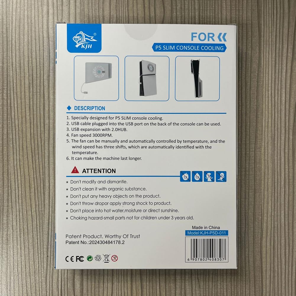 Ventilador de refrigeración delgado para consola PS5 con 3 puertos USB y control de temperatura para juegos silenciosos
