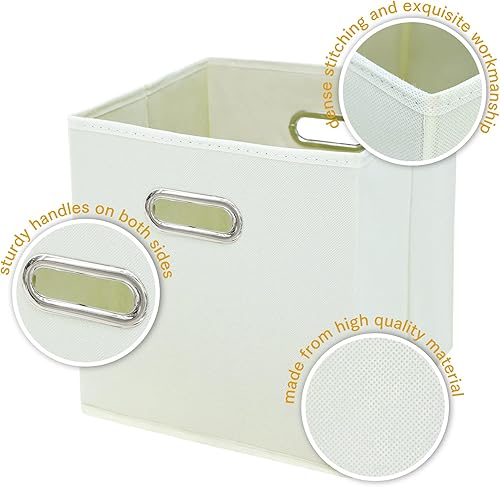 Miniatura 7 de Yunkeeper Contenedores de almacenamiento de cubos de 11 pulgadas, canastas organizadoras de tela con asa, cesta plegable para armario o caja de