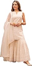 Royal Export Women's Paisley Embroidered Cotton Kurta Set | sharara set for women |Anarkali Chikankari Gown with Dupatta | Dresses for Girls