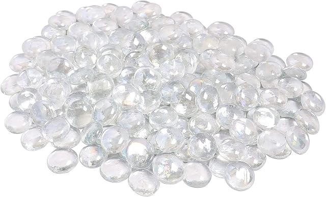 ARSUK Glass Pebbles Decorative Stones Beads Nuggets Gems Mosaic Tiles for Vases Craft Garden Bowls Fish Tank (70-80 Clear Pebbles)