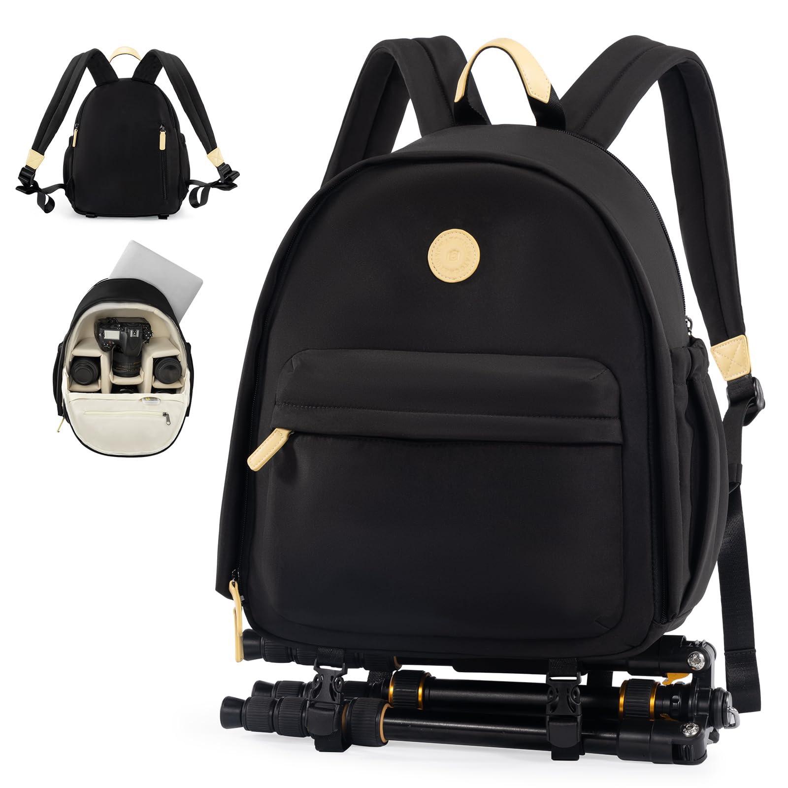 Cwatcun Camera Backpack Bag for Women, Stylish DSLR/SLR Camera Bag with Tripod Strap Laptop Compartment and Removable Dividers Lightweight Photograhy